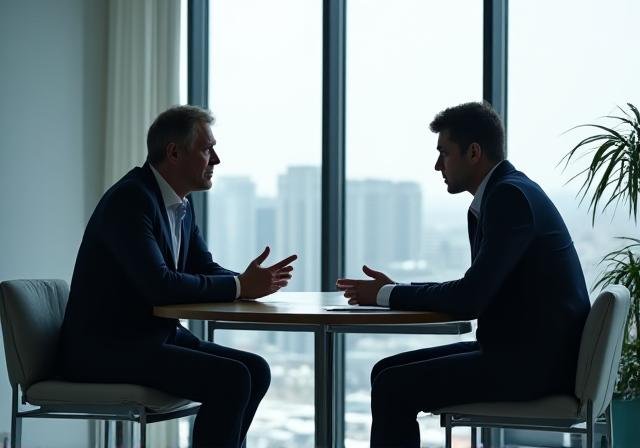 Professional consultation taking place in a modern UK office